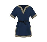 Haloumoning Tunica medievale per bambini, per cosplay, Halloween, rinascimentale, vichingo, guerriero cavaliere, Blu scuro, 8-10 anni