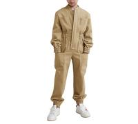 Haloumoning Tuta per bambini a maniche lunghe con cerniera e tasche, 5-14 anni, Cachi, 9-10 anni