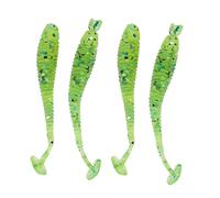 HaloVerde Kit di esche da pesca che include 50 pezzi di esche da pesca in plastica morbida da 5 cm, progettate come esche con coda a T per catturare la spigola e altri pesci (Blue)