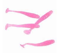 HaloVerde Kit di esche da pesca che include 50 pezzi di esche da pesca in plastica morbida da 5 cm, progettate come esche con coda a T per catturare la spigola e altri pesci (Pink)