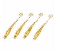 HaloVerde Kit di esche da pesca che include 50 pezzi di esche da pesca in plastica morbida da 5 cm, progettate come esche con coda a T per catturare la spigola e altri pesci (Gold)