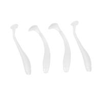 HaloVerde Kit di esche da pesca che include 50 pezzi di esche da pesca in plastica morbida da 5 cm, progettate come esche con coda a T per catturare la spigola e altri pesci (Pearl White)