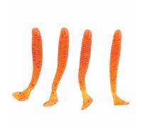 HaloVerde Kit di esche da pesca che include 50 pezzi di esche da pesca in plastica morbida da 5 cm, progettate come esche con coda a T per catturare la spigola e altri pesci (Orange)