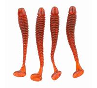 HaloVerde Kit di esche da pesca che include 50 pezzi di esche da pesca in plastica morbida da 5 cm, progettate come esche con coda a T per catturare la spigola e altri pesci (Red)