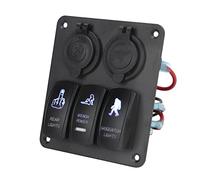 HaloVerde Pannello interruttori a bilanciere a 3 vie 12V/24V con doppio caricatore USB e presa accendisigari, un pannello interruttori ON/OFF per camion, roulotte, barche, yacht