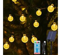 HALOY Catena Luminosa Esterno Solare 11.5M/37.7Ft 60 LED Luci a Forma di Globo di Cristallo Impermeabile IP65 Catena Luci Esterno Energia Solare Luci da Esterno e Interno per Natale Partito