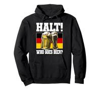 Halt Who Goes Bier, Divertente Bandiera Tedesca, Birra, Umorismo Felpa con Cappuccio