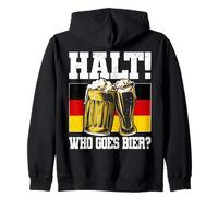 Halt Who Goes Bier, Divertente Bandiera Tedesca, Birra, Umorismo Felpa con Cappuccio