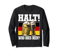 Halt Who Goes Bier, Divertente Bandiera Tedesca, Birra, Umorismo Maglia a Manica