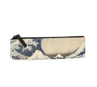 Halta Definizione - Astuccio Porta Matite, in Tessuto Stampato con un'Opera d'Arte di Hokusai, con Chiusura a Zip, Ideale per Contenere Matite, Penne e Accessori, 22 x 2 H x 6,5 cm, Onda