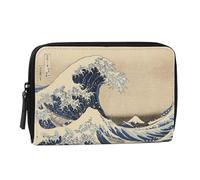 Halta Definizione - Portafoglio Zip Around, Portafoglio in Tessuto Stampato con un'Opera d'Arte di Hokusai, con 4 Spazi Porta Banconote e 1 Tasca Chiusa, Chiusura a Zip, 16x10,5Hx2 cm, Onda