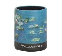 Halta Definizione - Portapenne da Scrivania, con Esterno in Cartoncino Rigido Stampato con un'Opera d'Arte di Monet e Base Antiscivolo, F.to cm 19,5 Altezza x 7 Diametro, Ninfee