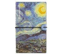 HALTADEFINIZIONE - Travel Journal con Copertina in PU con Opera d'Arte, Chiusura Elastico Orizzontale, 2 Quaderni in Carta Kraft e 48 Pagine Avorio, Tasche Portatessere in PVC, 10,5x18 cm, Notte