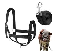 Halter per mucca - in nylon regolabile per bestiame | Per mucca, cavallo, capra, pecore, puledro, agnello, con corda di traino | Fattoria, gestione prato, formazione