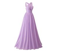 Halter Principessa Abiti da Damigella D'Onore Pieghettato Abiti Da Promenade Chiffon Abito Da Sera Formale ZM, Lilla, 44