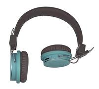 Halterrego - Cuffie con microfono a doppia H, Bluetooth, scheda MiniSD, colore: Marrone/Blu