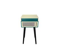 Giradischi in vinile Halterrego con 4 gambe in legno rimovibili e altoparlanti integrati, RMS 2*5W, uscita RCA, ingresso Aux e jack per cuffie, BT IN/OUT, USB lec e enrg, blu anatra - Nouvo