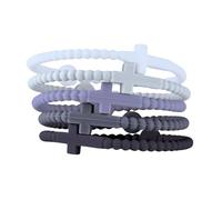HALUKAKAH 5 Bracciali con Croce di Gesù per Ragazzi - Condividi La Fede! | Legame Familiare, Regali Cattolici, Bracciali di Squadra | Silicone Ecologico, Design USA | Nebbia Divina | Taglia S 17cm
