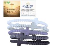HALUKAKAH 5 Bracciali con Croce di Gesù per Ragazzi - Condividi La Fede! | Legame Familiare, Regali Cattolici, Bracciali di Squadra | Silicone Ecologico, Design USA | Nebbia Divina | Taglia S 17cm