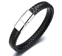Halukakah Accessori per Bambini ● Solo Junior ● Braccialetto in Pelle per Ragazzi Marrone/Nero Classico, Progettato per Età 6-15, Con Esclusiva Chiusura Magnetica in Titanio Dorato/Argento/Nero, Misura 7”+0.7"(18+1.5cm), Inclusa Confezione Regalo Omaggio