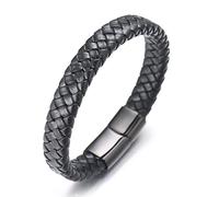 Halukakah Accessori per Bambini ● Solo Junior ● Braccialetto in Pelle per Ragazzi Marrone/Nero Classico, Progettato per Età 6-15, Con Esclusiva Chiusura Magnetica in Titanio Dorato/Argento/Nero, Misura 7”+0.7"(18+1.5cm), Inclusa Confezione Regalo Omaggio