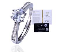 HALUKAKAH Anello da Donna in Moissanite Argento Sterling 925 con Diamante di Laboratorio 1 Carato e Certificato,Gioiello Elegante da 1,0 ct,Regolabile,Reale,Regalo per Moglie,Fidanzata,Mamma,Figlia