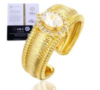 Halukakah Anello da Donna Moissanite D1,0ct Argento Sterling 925 Placcato Oro 18k con Certificato,Diamanti da Laboratorio Ovale Vintage a Griffe,per Fidanzamenti,Matrimoni,Compleanni,Misura Regolabile