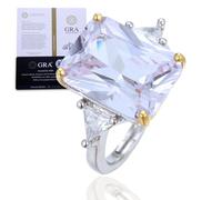 HALUKAKAH Anello da Donna Moissanite D10,0 ct Argento Sterling 925 Placcato Platino con Certificato,Diamanti da Laboratorio Taglio Principessa Vintage a Griffe,per Fidanzamenti,Matrimoni,Regolabile