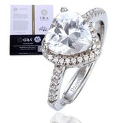 HALUKAKAH Anello da Donna Moissanite D2,0 ct Argento Sterling 925 Placcato Platino con Certificato,Diamanti da Laboratorio Forma di Cuore a Griffe,per Fidanzamenti,Matrimoni,Misura Regolabile