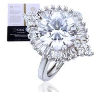 Halukakah Anello da Donna Moissanite D3,0 ct Argento Sterling 925 Placcato Platino con Certificato,Diamanti da Laboratorio Taglio a Rotondo Etereo a Griffe,per Fidanzamenti,Matrimoni,Misura Regolabile