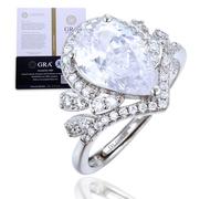 HALUKAKAH Anello da Donna Moissanite D5,0 ct Argento Sterling 925 Placcato Platino con Certificato,Diamanti da Laboratorio Taglio a Goccia Etereo a Griffe in Set Nuziale,per Fidanzamenti,Matrimoni