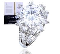 HALUKAKAH Anello da Donna Moissanite D5,0 ct Argento Sterling 925 Placcato Platino con Certificato,Diamanti da Laboratorio Taglio Rotondo Vintage a Griffe,per Fidanzamenti,Matrimoni,Misura Regolabile