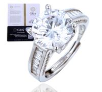 Halukakah Anello da Donna Moissanite D5,0ct Argento Sterling 925 Placcato Platino con Certificato,Diamanti da Laboratorio Taglio Rotondo Vintage a 4 Griffe,per Fidanzamenti,Matrimoni,Misura Regolabile