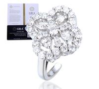 HALUKAKAH Anello da Donna Moissanite Totale D2,0 ct Argento Sterling 925 Placcato Platino con Certificato,Diamanti da Laboratorio Forma di Quadrifoglio,per Fidanzamenti,Matrimoni,Misura Regolabile