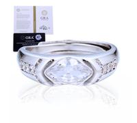 HALUKAKAH Anello da Uomo Occhio di Horus Moissanite Argento Sterling 925 Placcato Platino con Certificato,Diamanti da Laboratorio Taglio Marquise a Griffe,per Fidanzamenti,Matrimoni,Misura Regolabile