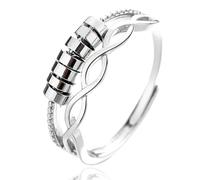 HALUKAKAH Anello Girevole Contro Ansia Placcato in Platino:Gioiello Elegante per Sollievo dallo Stress a Forma di Loop Infinito con Spinner di Perline,Taglia Regolabile,Regalo per Donne,Ragazze,Mamme