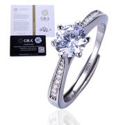 HALUKAKAH Anello in Argento Sterling per Donna con Pietra di Moissanite da 1 Carato e Certificato,Gioiello Elegante per Fidanzamenti,Celebrazioni,Compleanni,Taglia Regolabile - Grazia Reale