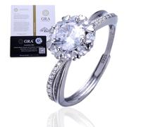 HALUKAKAH Anello in Argento Sterling per Donna con Pietra di Moissanite da 1 Carato e Certificato,Gioiello Elegante per Fidanzamenti,Celebrazioni,Compleanni,Taglia Regolabile - Amore Balletto