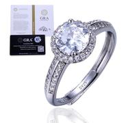 HALUKAKAH Anello in Argento Sterling per Donna con Pietra di Moissanite da 1 Carato e Certificato,Gioiello Elegante per Fidanzamenti,Celebrazioni,Compleanni,Regolabile - Giardino Segreto dell'Angelo