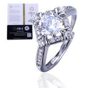 HALUKAKAH Anello in Argento Sterling per Donna con Pietra di Moissanite da 1 Carato e Certificato,Gioiello Elegante per Fidanzamenti,Celebrazioni,Compleanni,Taglia Regolabile - Galassia Luminare