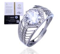 HALUKAKAH Anello in Argento Sterling per Uomo con Pietra di Moissanite da 2 Carati e Certificato,Gioiello di Lusso da 2,0ct,Regolabile,Regalo Senza Tempo per Compleanno,Anniversario - Melodia Marina