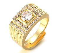 HALUKAKAH Anello in Oro con Diamanti Iced out,Uomo Placcato in Oro 18 Carati Anello Taglia Regolabile con Gratuito Pacco Regalo