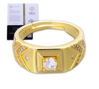 Halukakah Anello Uomo con Moissanite 1 ct Colore D - Motivo a V,Brillantezza da Laboratorio in Argento Sterling Placcato Oro 18k con Certificato,Regalo Elegante per Marito,Fidanzato,Ogni Giorno,Eventi