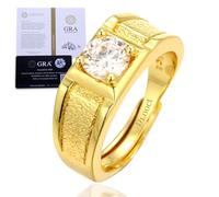Halukakah Anello Uomo Moissanite D1,0 ct Argento Sterling 925 Placcato Oro 18k con Certificato,Diamanti da Laboratorio Taglio Rotondo Stile Audace a Griffe,per Fidanzamenti,Matrimoni,Misura Regolabile
