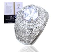 HALUKAKAH Anello Uomo Moissanite D3,0 ct Argento Sterling 925 Placcato Platino con Certificato,Diamanti da Laboratorio Taglio Rotondo Stile Audace a Griffe,per Marito,Fidanzato,Fidanzamenti,Matrimoni