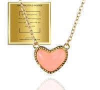 HALUKAKAH Ari Collana con Pendente Quarzo Rosa Cuore Placcata in Oro 18k - Gioiello Femminile Elegante,Regalo Artigianale per San Valentino,Anniversari,Uso Quotidiano,con Scatola Regalo.Regolabile