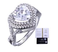 HALUKAKAH Aria:Anello Donna Moissanite a Cuore D2,0ct,Alternativa al Diamante Sintetico,Argento Sterling 34,8% Placcato Platino Metallo Ipoallergenico,Misura Regolabile,Romantico Regalo di Lusso