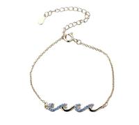 HALUKAKAH Bracciale Famiglia Onda della Vita - Regolabile 14,5-19,5cm, Placcato in Oro 18k, Regalo per Ragazze, Adolescenti, Bambini, Sorelle, Mamme, Figlie, Amicizia Cristiana, Compleanno