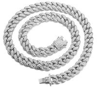HALUKAKAH Catena d'oro per Uomo,Catena a Cubana da 13MM Iced out Finitura in Oro Bianco Platino Choker Collana 50cm,Pieno Cz Diamantate Punte Set,con Confezione GRGALO