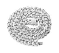 HALUKAKAH Catena d'oro per Uomo,Catena a Cubana da 20MM Iced out Finitura in Oro Bianco Platino Choker Collana 50cm,Pieno Cz Diamante Punte Set,con Confezione GRGALO